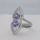 18ct White Gold Tanzanite & Pave Diamond Cocktail Ring
