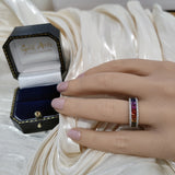 18ct White Gold Rainbow Sapphire and Diamond Half Eternity Ring