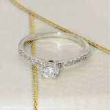 18ct White Gold 0.50ct F SI2 Round Diamond Solitaire Shoulders Engagement Ring