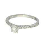 18ct White Gold 0.50ct F SI2 Round Diamond Solitaire Shoulders Engagement Ring