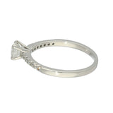 18ct White Gold 0.50ct F SI2 Round Diamond Solitaire Shoulders Engagement Ring