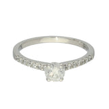 18ct White Gold 0.50ct F SI2 Round Diamond Solitaire Shoulders Engagement Ring