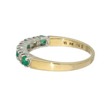 9ct Yellow Gold Emerald & Diamond 7 Stone Half Eternity Style Ring