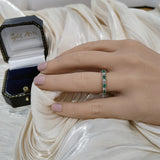 9ct Yellow Gold Emerald & Diamond 7 Stone Half Eternity Style Ring