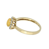 9ct Yellow Gold Oval Cabochon Yellow Opal & Diamond Halo Cluster Ring