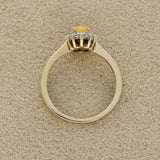 9ct Yellow Gold Oval Cabochon Yellow Opal & Diamond Halo Cluster Ring