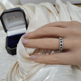 9ct White Gold Sapphire & Diamond Triple Row Half Eternity Ring