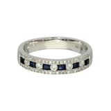 9ct White Gold Sapphire & Diamond Triple Row Half Eternity Ring