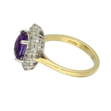 18ct Yellow Gold Oval Amethyst & Diamond Large Cluster Cocktail Ring