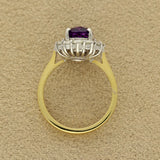 18ct Yellow Gold Oval Amethyst & Diamond Large Cluster Cocktail Ring