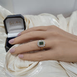 18ct Yellow Gold 0.80ct Emerald & Diamond Cluster Cocktail Ring