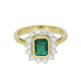 18ct Yellow Gold 0.80ct Emerald & Diamond Cluster Cocktail Ring