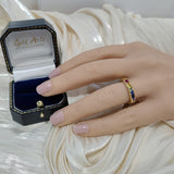 18ct Yellow Gold Square Cut Rainbow Sapphire Channel Set 7 Stone Ring