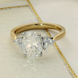18ct Yellow Gold 2ct Oval Cut Laboratory-Grown Diamond Ring With Trefoil Style Shoulders