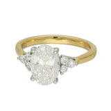 18ct Yellow Gold 2ct Oval Cut Laboratory-Grown Diamond Ring With Trefoil Style Shoulders