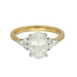 18ct Yellow Gold 2ct Oval Cut Laboratory-Grown Diamond Ring With Trefoil Style Shoulders