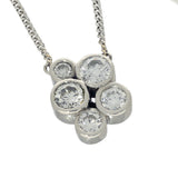 Platinum 0.68ct Round Brilliant Cut Diamond Cluster Bubble Pendant Necklace 18"