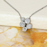 Platinum 0.68ct Round Brilliant Cut Diamond Cluster Bubble Pendant Necklace 18"