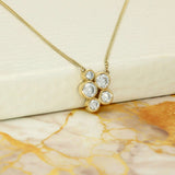 18ct Yellow Gold 0.68ct Round Brilliant Cut Diamond Cluster Bubble Pendant Necklace 18"