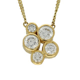 18ct Yellow Gold 0.68ct Round Brilliant Cut Diamond Cluster Bubble Pendant Necklace 18"