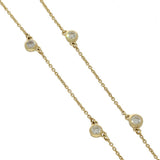 18ct Yellow Gold 0.50ct Diamond Yard Necklace Bezel Setting 17-18"