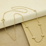 9ct Yellow Gold Diamond Station Necklace with Quatrefoil Motifs 16-18"