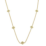 9ct Yellow Gold Diamond Station Necklace with Quatrefoil Motifs 16-18"
