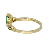 9ct Yellow Gold Marquise Cut Emerald & Diamond Tiara Ring With Milgrain Edges