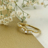 18ct Yellow Gold Diamond Set Fancy Wishbone Ring