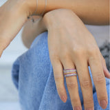 9ct White Gold Multicolour Gemstone Slim Half Eternity Ring