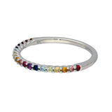 9ct White Gold Multicolour Gemstone Slim Half Eternity Ring