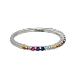 9ct White Gold Multicolour Gemstone Slim Half Eternity Ring