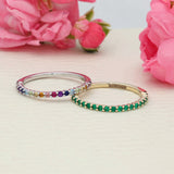 9ct White Gold Multicolour Gemstone Slim Half Eternity Ring