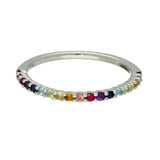 9ct White Gold Multicolour Gemstone Slim Half Eternity Ring