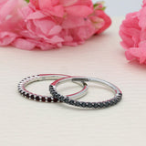 9ct White Gold Black Diamond Slim Half Eternity Ring