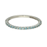 9ct White Gold Blue Topaz Slim Half Eternity Ring