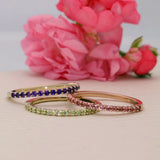 9ct Rose Gold Pink Tourmaline Slim Half Eternity Ring