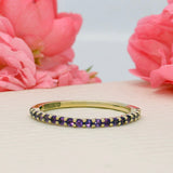 9ct Yellow Gold Amethyst Slim Half Eternity Ring