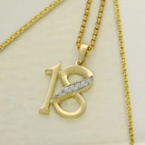 9ct Yellow Gold CZ Sparkly 18th Birthday 18 Pendant