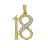 9ct Yellow Gold CZ Sparkly 18th Birthday 18 Pendant