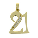 9ct Yellow Gold CZ Sparkly 21st Birthday 21 Pendant