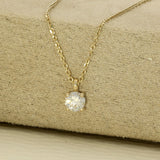9ct Yellow Gold 4-Claw 0.30ct Laboratory-Grown Diamond Round Solitaire Pendant Necklace 16-18"