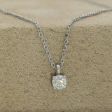 9ct White Gold 4-Claw 0.15ct Laboratory-Grown Diamond Round Solitaire Pendant Necklace 16-18"