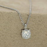 9ct White Gold 4-Claw 0.50ct Laboratory-Grown Diamond Round Solitaire Pendant Necklace 16-18"