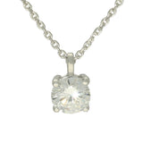 9ct White Gold 4-Claw 0.50ct Laboratory-Grown Diamond Round Solitaire Pendant Necklace 16-18"