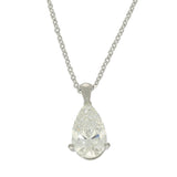 Platinum 2ct Pear Cut Laboratory-Grown Diamond Solitaire Necklace 16-18"