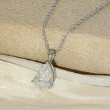 Platinum 2ct Pear Cut Laboratory-Grown Diamond Solitaire Necklace 16-18"