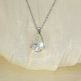 Platinum 2ct Pear Cut Laboratory-Grown Diamond Solitaire Necklace 16-18"