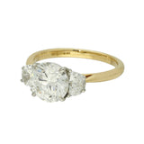 18ct Yellow Gold Laboratory-Grown Diamond 2ct Round Brilliant with Half Moon Cuts Trilogy Ring