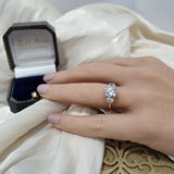 18ct Yellow Gold Laboratory-Grown Diamond 2ct Round Brilliant with Half Moon Cuts Trilogy Ring